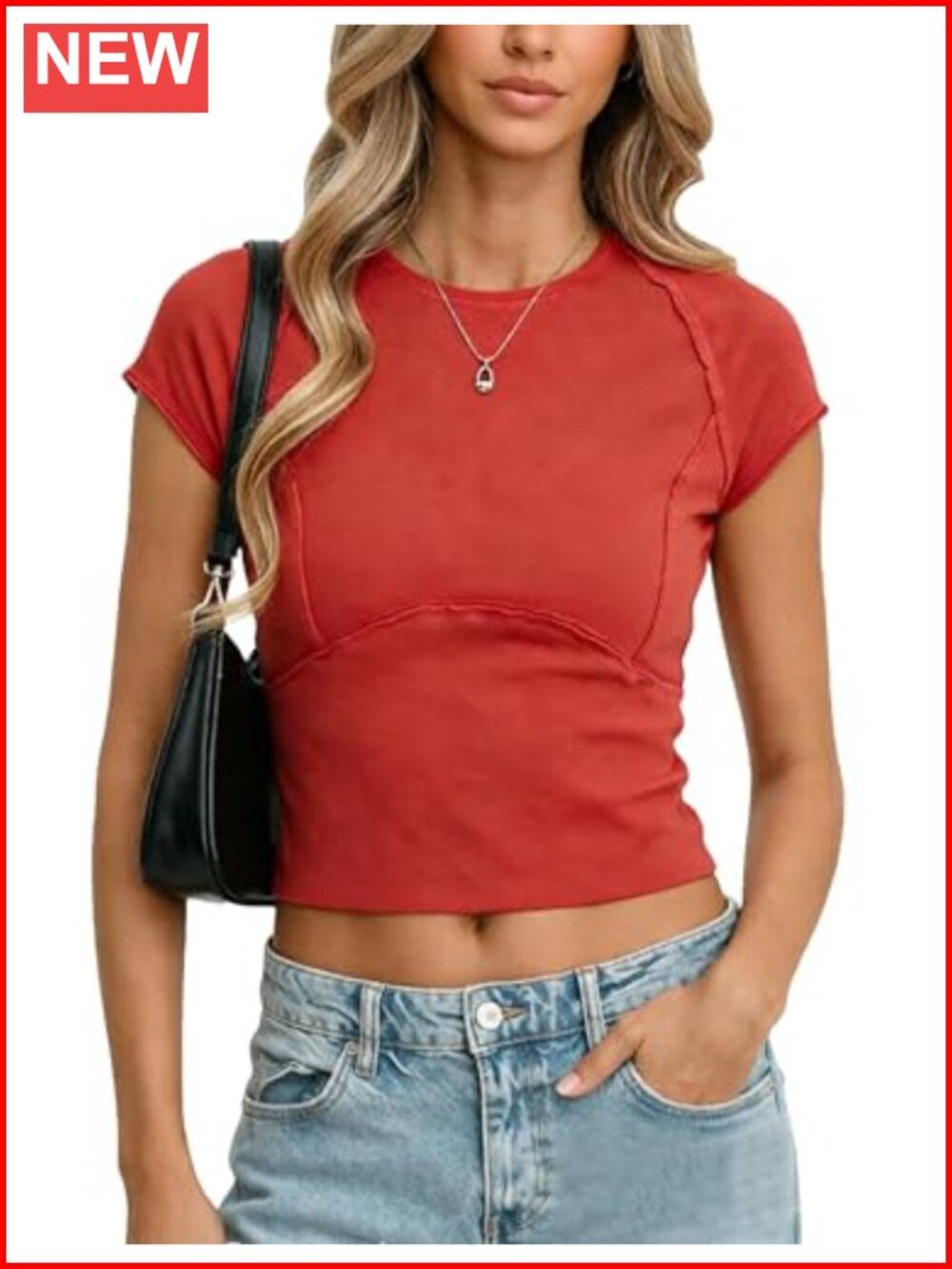 Women's Cropped Y2K Baby Tee Fitted Basic Cotton Blend T-Shirt Short Sleeve